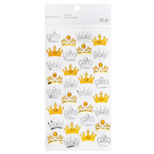 Silver & Gold Crown Gemstone Stickers by Recollections™